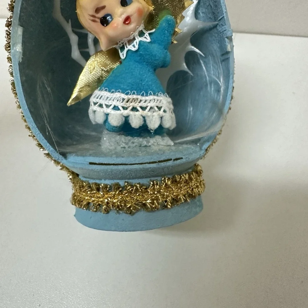 Vintage Retro Diorama EGG Handmade Cute Kitschy Angel Christmas Decoration